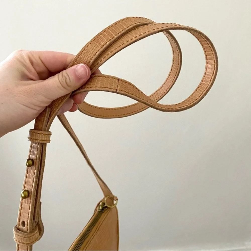 Madewell Simple Tan Brown Lizard Embossed Leather Crossbody Bag